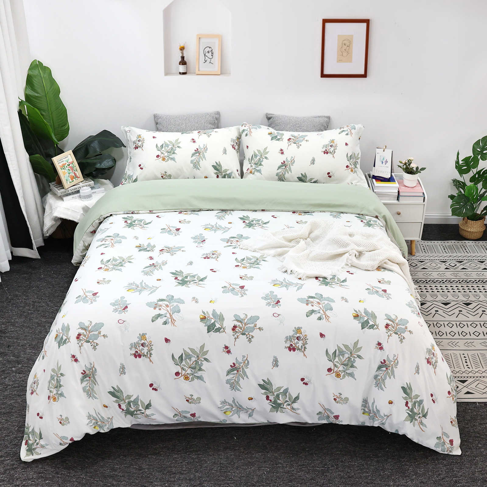 ZHH Duvet Cover Set Vintage Lace Comforter Cover Set Soft and Breathable Twin Size Bedding Set