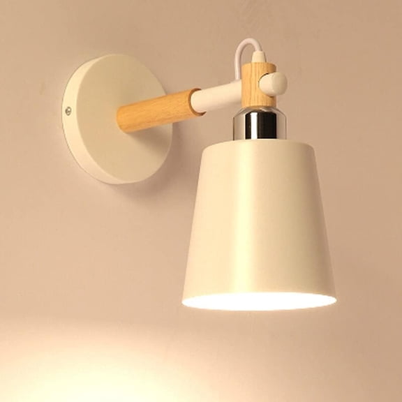 Modern Wall Sconce Simple Wall Light, E27 Wall Lamp Wood Wall Lighting Fixture, Nordic Headboard Lamps for Bedroom Living Reading Room Creative Metal Wash Wall Lights