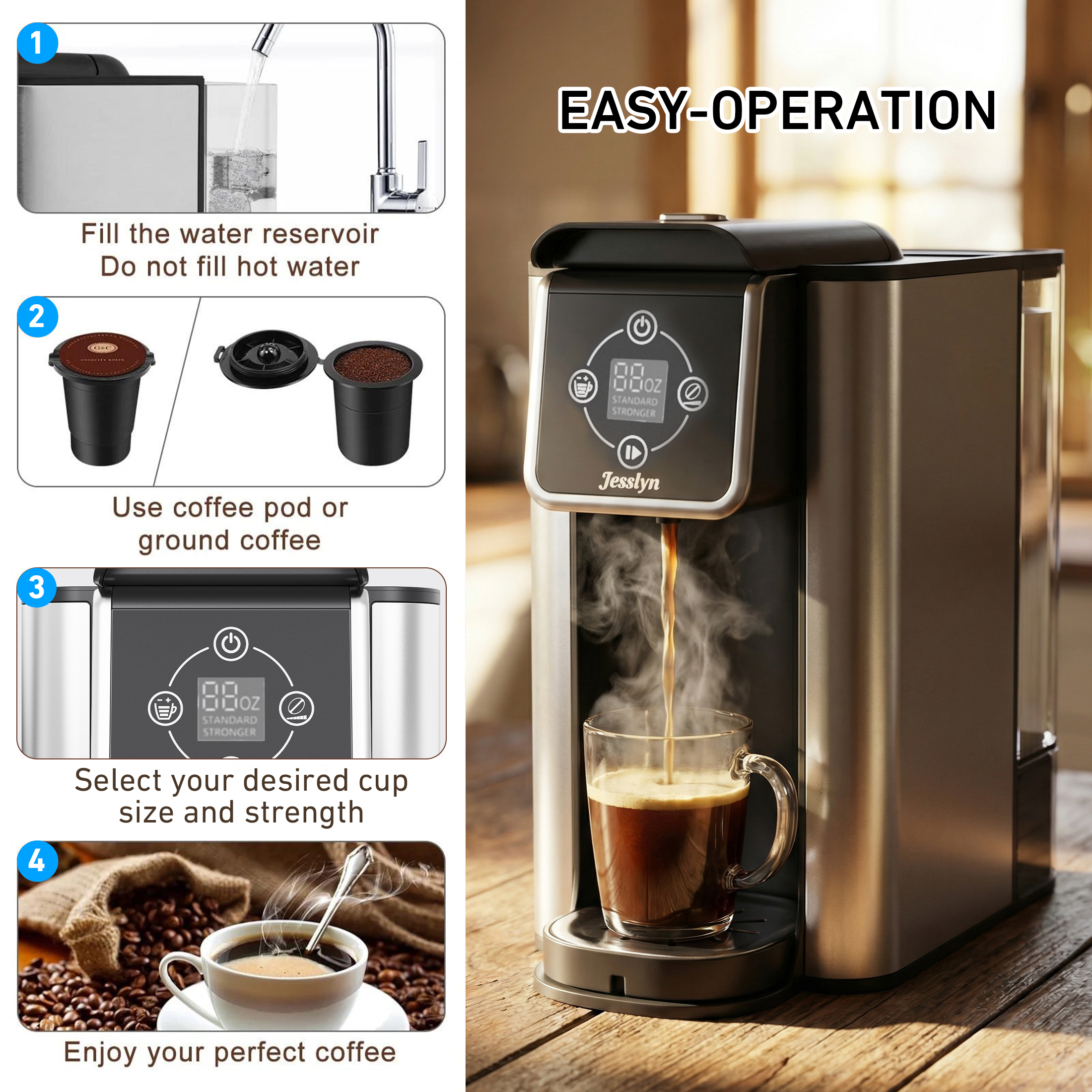 Jesslyn 3-in-1 Single Serve Coffee Maker with Grinder photo 3