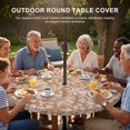 thumbnail image 3 of Round Outdoor Tablecloth with Umbrella Hole and Zipper, Botanical Rose Bud Tablecloth with Elastic Waterproof, Vintage Brown Floral Leaves Farmhouse Patio Table Covers for 55" - 60" Pool Tables, 3 of 9