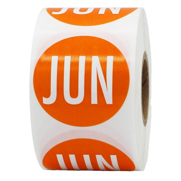 Orange June Months of the Year Circle Sticker | 1.5" Inches Round | 500 Pack