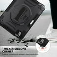 thumbnail image 2 of Decase Shockproof Case for iPad Air 11 Inch M3 2025/M2 2024 (Air 7th/6th Generation), Military Grade Protection Rotating Stand Hand Strap Shoulder Strap Kids Friendly Bumper Rugged Case,Black, 2 of 9
