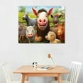 thumbnail image 2 of JEUXUS  Funny Farmhouse Animals Wall Art Cow Pig Donkey Friends Canvas Wall Decor Rustic Farm Animals Pictures Painting Country Style Artwork for Home Bathroom Office Framed Ready to Hang, 2 of 4
