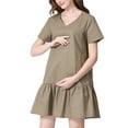 thumbnail image 2 of Diufon Maternity Short Sleeve Dress for Women Casual V Neck Pregnant Dress Home Daily Wearing Solid Color Dress, 2 of 7