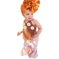 thumbnail image 3 of CPNG Toddler Baby Girls Summer Outfits Floral Tassels Sleeveless Sling Vest and Flared Trousers 2 Piece Set(Brown,3-6 Months), 3 of 8