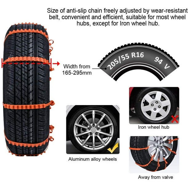 Portable Car Anti-skid Emergency Snow Tyre Chains 10 Pcs Car Winter Snow  Anti-skid Wheel Nylon Tire Chains 