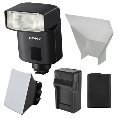 Sony Alpha HVL-F32M Flash with NP-FW50 Battery + Charger + Soft Box + Bounce Diffuser + Kit for Alpha A3000, A6000, A7, A7R, A7S & NEX-6