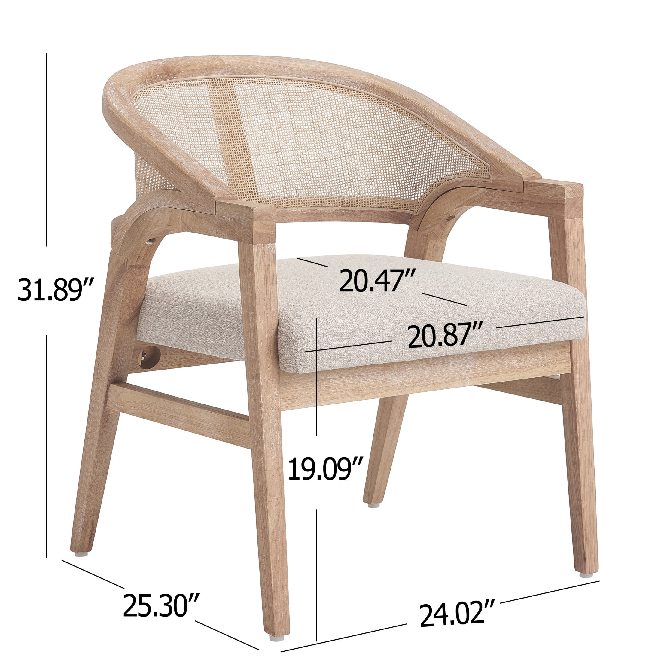 Christopher Knight Home Modern Dining Arm Chairs with Cane Back, Wood Frame, Natural, Set of 4