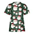 thumbnail image 4 of Luxalzxs Christmas Scrub Tops for Women Cute Santa Snowflakes Pattern Nursing Working Uniform V-Neck Tee Shirts Work Scrubs with Pockets, 4 of 5