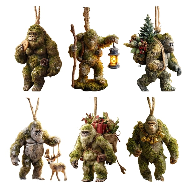 Adorno navideño Sasquatch, colgante plano de acrílico 2D, decoración para el árbol de Navidad, regalo festivo para los amantes del surf