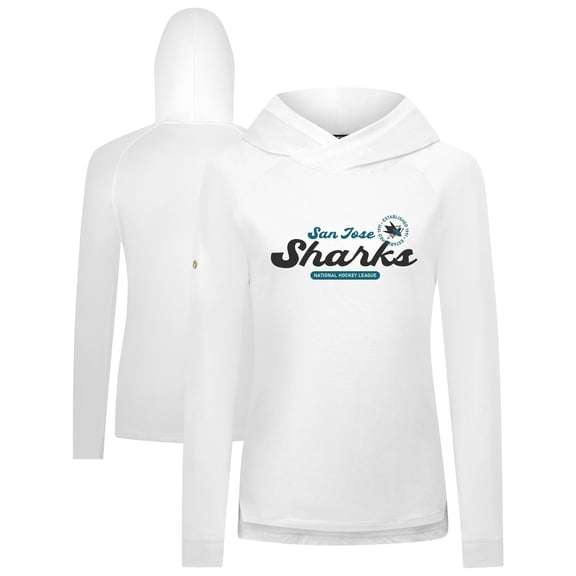 Women's Levelwear White San Jose Sharks Slender Monument Raglan Pullover Hoodie