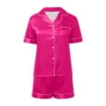 thumbnail image 4 of XIAONU Bridesmaid Print Satin Pajama Sets for Women Short Sleeve Notch Collar Shorts Loungewear Pajamas, 4 of 5