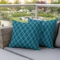 thumbnail image 5 of 2 Pack Outdoor Waterproof Throw Pillows, Teal Stripes Abstract Geometric Decorative Square Pillow Case Patio Pillows for Chair Couch Sofa 16x16in, 5 of 9