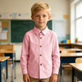 thumbnail image 3 of Fozruso Boys Striped Button-Down Shirts Long Sleeve Collared Dress Shirts School Uniform Shirts for Toddler and Kids, 3 of 7