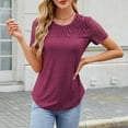 thumbnail image 6 of FAIWAD Short Sleeve Shirts for Women Summer Trendy Dressy Tops Smocked Crewneck Business Work Tees, 6 of 9