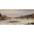 thumbnail image 2 of Jean-Jacques Champin 18x10 Gold Ornate Wood Frame and Double Matted Museum Art Print Titled - The Seine and the Pont Des Arts, in January 1848 (1848), 2 of 4