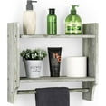 thumbnail image 2 of 2-Tier Rustic Bathroom Shelves with Towel Bar Wall Mounted Wood Towel Rack, 2 of 7