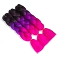 thumbnail image 3 of Trenzado de cabello sintético Ombre pelo Kanekalon trenzado de fibra de alta temperatura Crochet Twist Trenzas (24, 3 piezas negro+púrpura+magenta), 3 of 5