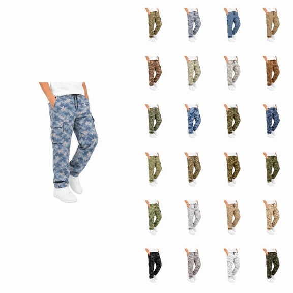 Boys Camo Cargo Pants Kids Cargo Joggers Streetwear Bottoms School Sports Spring Fall Hiking Outdoor Trousers