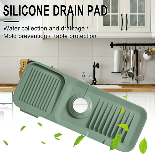 Cagogo under $5 Faucet Splash Guard, Faucet Splash Guard Sink Mat, Bathroom Kitchen Drainage Drip Tray, Thickened Silicone Sink Protector, Anti Slip Water Catcher Mat, Easy Clean Sink Accessory