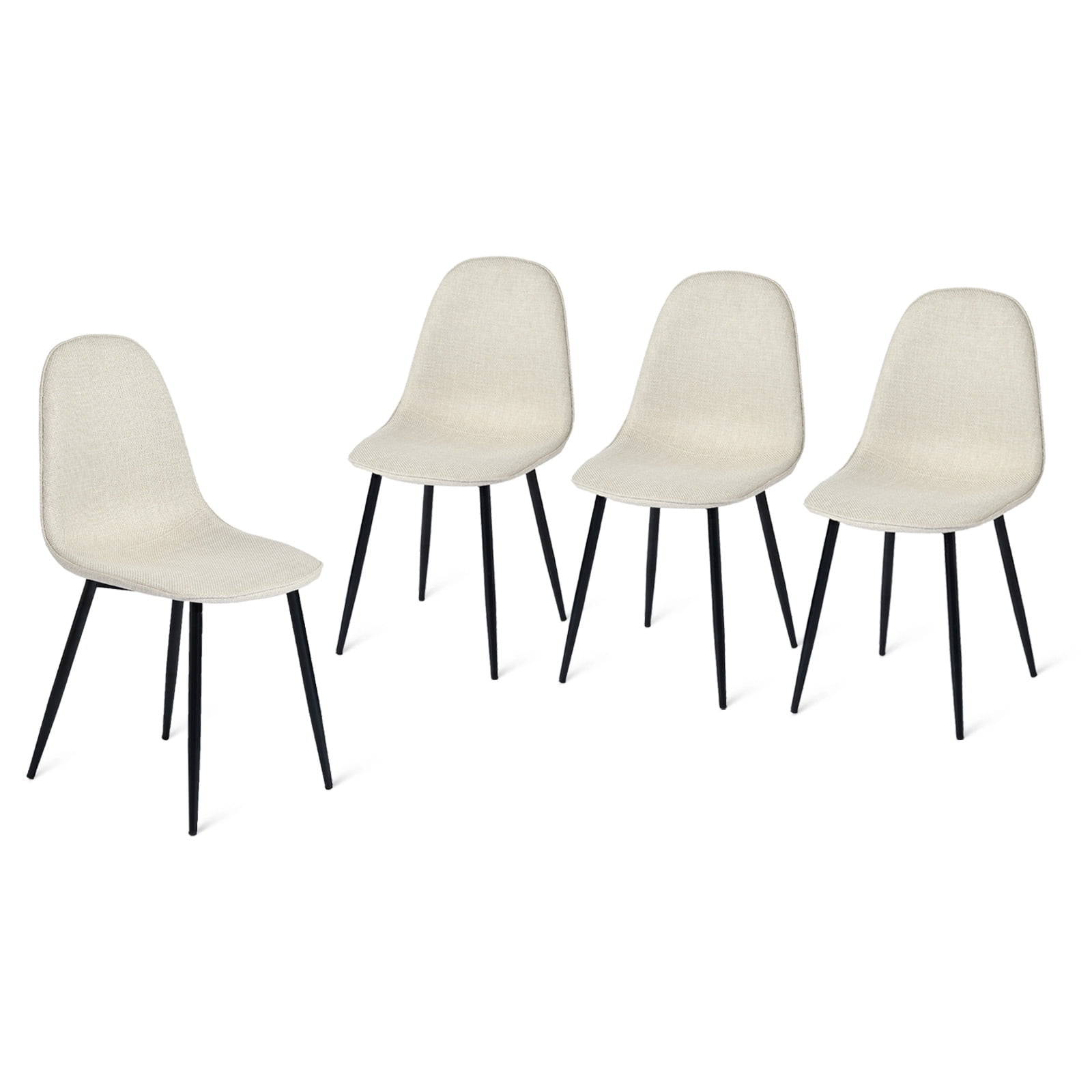 Homy Casa Dining Chair Set of 4, Upholstered Linen-Look Modern Kitchen Seating Chairs, Linen Beige