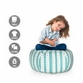 thumbnail image 2 of Turquoise Storage Toy Bag Chair, Dots Rounds and Stipes with Thick Borders Vintage Retro Textured Image, Stuffed Animal Organizer Washable Bag, Small Size, Mint Green and White, by Ambesonne, 2 of 3