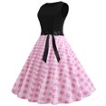 thumbnail image 3 of qolati 1950s Plaid Dress for Women Vintage Halter Neck Spaghetti Straps Rockabilly Dress Elegant High Waisted A-Line Swing Party Midi Dress, 3 of 6