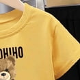 thumbnail image 4 of SGFCWSX Boys Girls 2 Piece Outfits Cute Teddy Bear Print Short Sleeve T-shirt and Shorts Set Summer Casual Clothes for Kids Yellow Size 6, 4 of 5