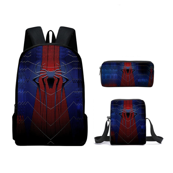 Cool Spider Backpack Set, 3PCS Bookbag with Lunch Bag & Pencil Pouch for Travel & Daily Use