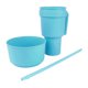 thumbnail image 3 of Taza para refrigerios 2 en 1 con pajita, taza para bebidas de plástico de gran apertura, tazón para refrigerios superior para cine, viaje en casa, azul claro, 3 of 14