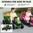 thumbnail image 4 of TOBBI 12V Kids Ride on Tractor with Trailer LED Lights USB Bluetooth Electirc Car Toy, Dark Green, 4 of 7