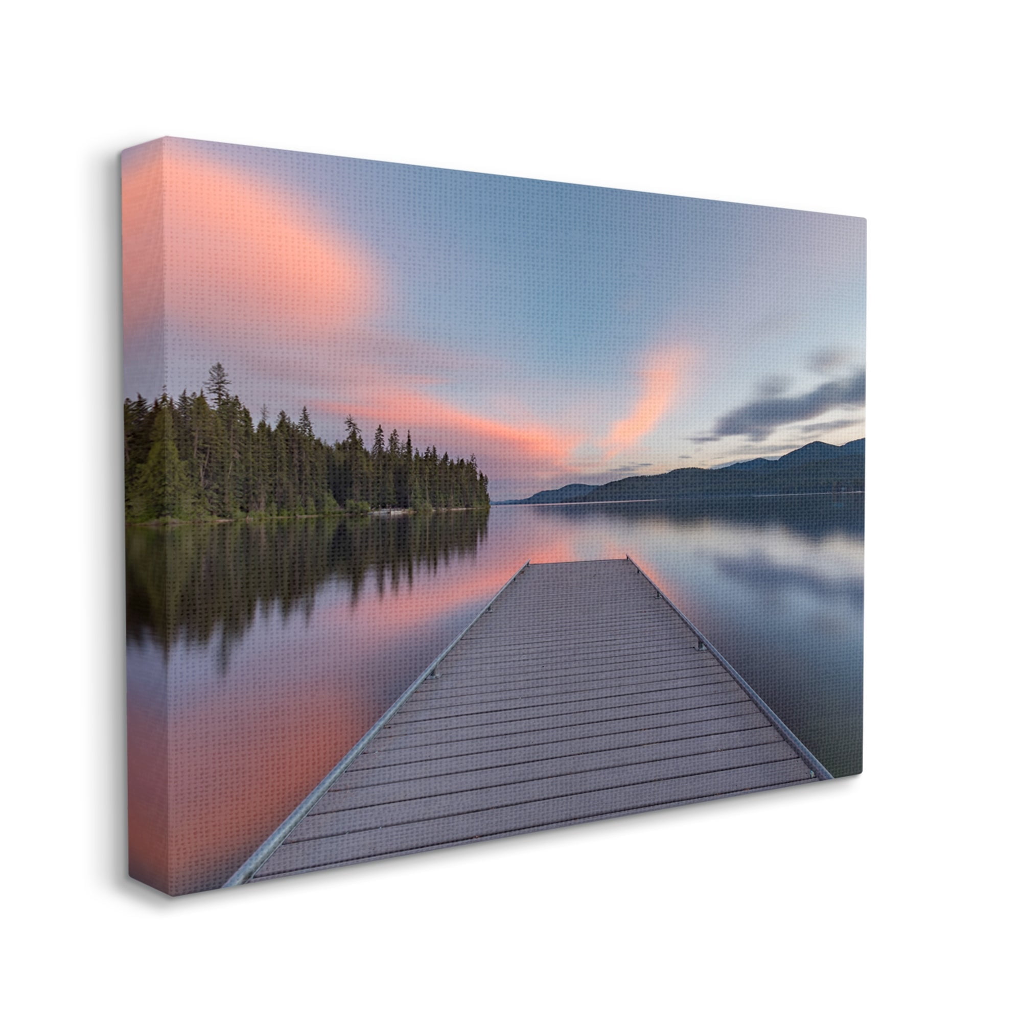 Stupell Industries Serene Lake Dock Quiet Pink Sunrise Reflection Photograph Gallery Wrapped Canvas Print Wall Art, Design by Jeff Poe Photography