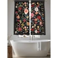 thumbnail image 6 of Sheer Curtains 63 Inches Long, Watercolor Flowers Light Filtering Window Curtains for Living Room/Bedroom, Farmhouse Floral Vintage Black Rod Pocket Voile Sheer Curtain Drapes, 52"W x 63"L, 2 Panels, 6 of 8