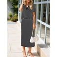 thumbnail image 5 of Women'S Skirt Sets 2 Piece Outfits Summer Casual Striped Short Sleeve Skirt and Top Set Black S, 5 of 9