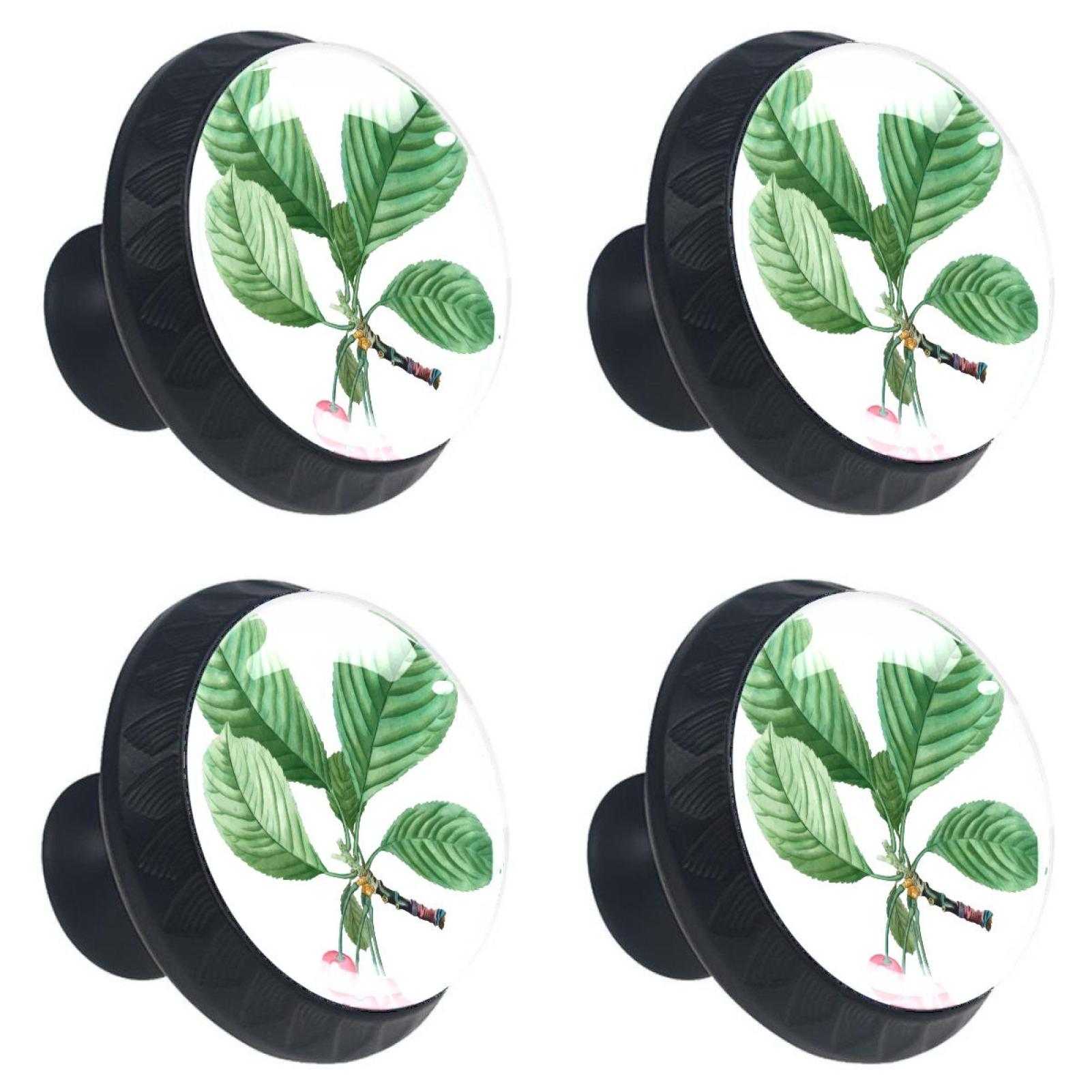Ownta Cherry Tree Black Round Glass Drawer Handles Knobs Pulls With