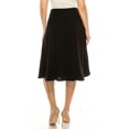thumbnail image 3 of Moa Collection Women's Plus Size Classic Solid Flared Lightweight Elastic Waist Long Midi A-Line Skirt, Female, 3 of 6