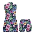 thumbnail image 4 of Yuyamidu Hawaiian Flower Womens Tennis Dress Zipper Athletic Dress for Women Size L Comfortable Workout Golf Dresses with Built-in Shorts Summer Outfits, 4 of 7