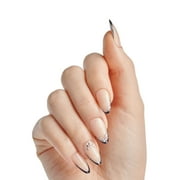 Kiss Masterpiece Press On Nails, Black Tips, Medium Length, Almond Shape, 30 Count