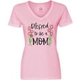 thumbnail image 3 of Inktastic Blessed to Be a Mom Pink Flowers Women's V-Neck T-Shirt, 3 of 5