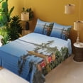 thumbnail image 2 of Ambesonne Landscape Fitted & Top Sheet Set with Shams, Country Lake House, Multicolor, 2 of 5