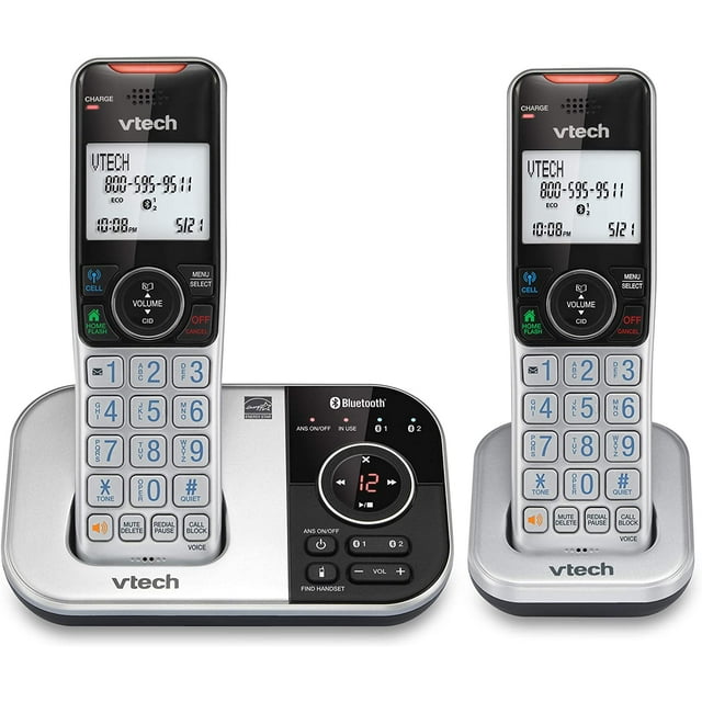 VTECH VS112-2 DECT 6.0 Bluetooth 2 Combiné Téléphone Sans Fil pour la Maison avec Répondeur