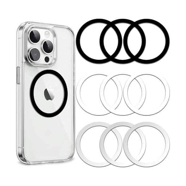 wonima44 Metal Ring Compatible with MagSafe Sticker Designed for iPhone 12~17, Circle Magnetic Magnet Adapter Rings for Phone Case (Black Silver White)