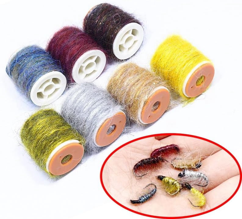 Zaoz Pack of 5 Fishing Fly Tying Material Dirty Bug Yarn Mottled Dubbing Rope Line for Tying Shrimps Nymphs Caddis Flies A418