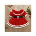 thumbnail image 2 of Qmyliery Girl's Dress, Ruffle Collar Short Sleeve Double-Layer Hem Dress Christmas, 2 of 9