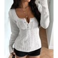 thumbnail image 5 of Women'S Boat Neck Cable Knit Sweater, Long Sleeve Off Shoulder Ribbed Slim Fit Pullover Tops Cute Fall Outfits Gray L, 5 of 7