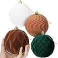 thumbnail image 2 of YIKA 4 Pcs Velvet Christmas Balls Flocked Christmas Tree Ornaments Plastic Balls Xmas Decorative Hanging Ornaments Christmas Tree Decoration 2.4 Inch, 2 of 6
