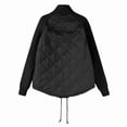 thumbnail image 4 of Winter Women Warm Knit Patchwork Puffy Jacket Casual Stand Neck Long Sleeve Jackets with Zipper Black L, 4 of 7