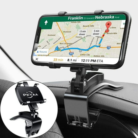 Car Phone Holder Mount 360 Degree Rotation Dashboard Cell Phone Holder for Car Clip Mount Stand Suitable for 4 to 7 inch Smartphones (Black)