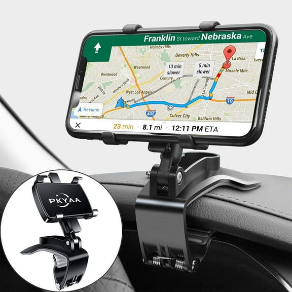 Car Phone Holder Mount 360 Degree Rotation Dashboard Cell Phone Holder for Car Clip Mount Stand Suitable for 4 to 7 inch Smartphones (Black)