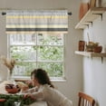 thumbnail image 6 of Curtain Valance for Windows Boho Rod Pocket Valance Window Treatments 1 Panel Bohemian Geometric Stripes Yellow Grey Short Curtains for Kitchen Windows Bathroom Bedroom 54 x 18 inch, 6 of 6